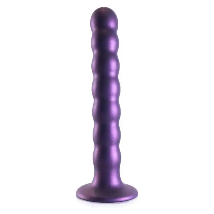 Фиолетовый фаллоимитатор Beaded G-Spot - 17 см - Ouch!. Фотография 4.