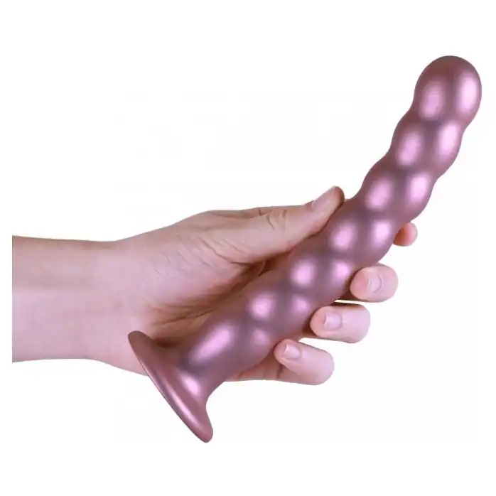 Розовый фаллоимитатор Beaded G-Spot - 21 см - Ouch!. Фотография 3.