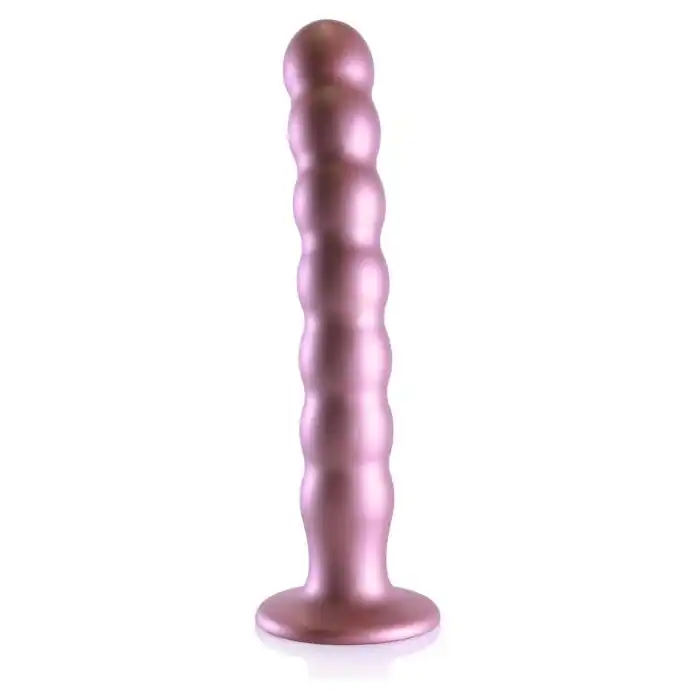 Розовый фаллоимитатор Beaded G-Spot - 21 см - Ouch!. Фотография 5.