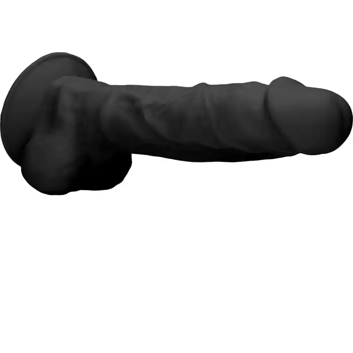 Черный фаллоимитатор Realistic Cock With Scrotum - 22,8 см - RealRock. Фотография 5.