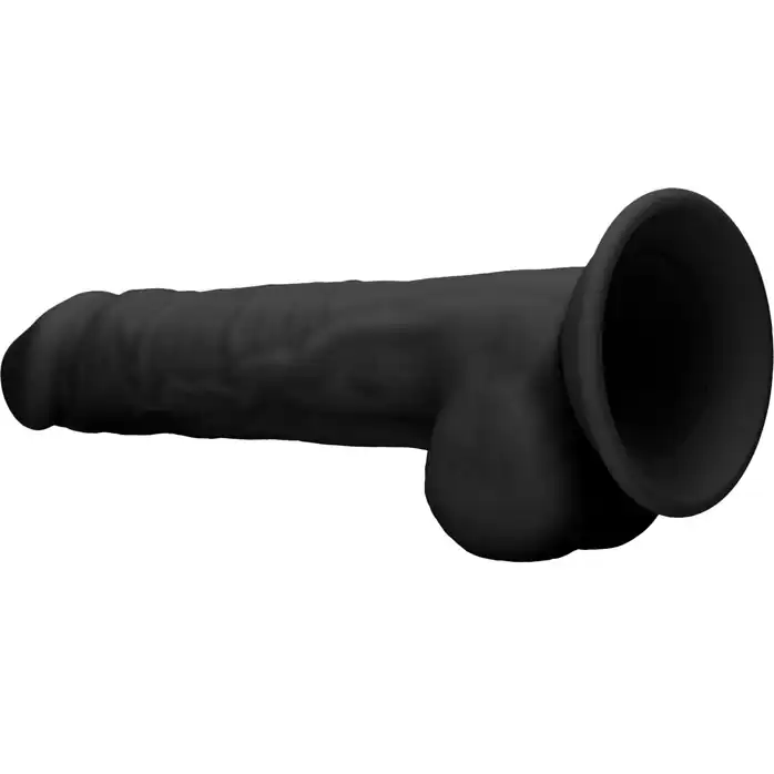 Черный фаллоимитатор Realistic Cock With Scrotum - 24 см - RealRock. Фотография 7.