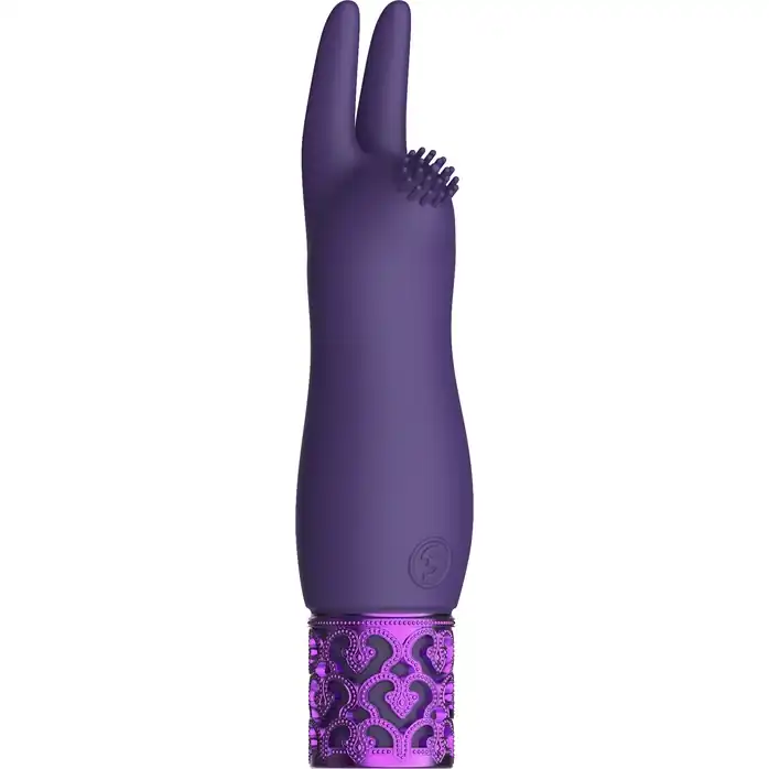 Фиолетовая перезаряжаемая вибпоруля Elegance - 11,8 см - Royal Gems
