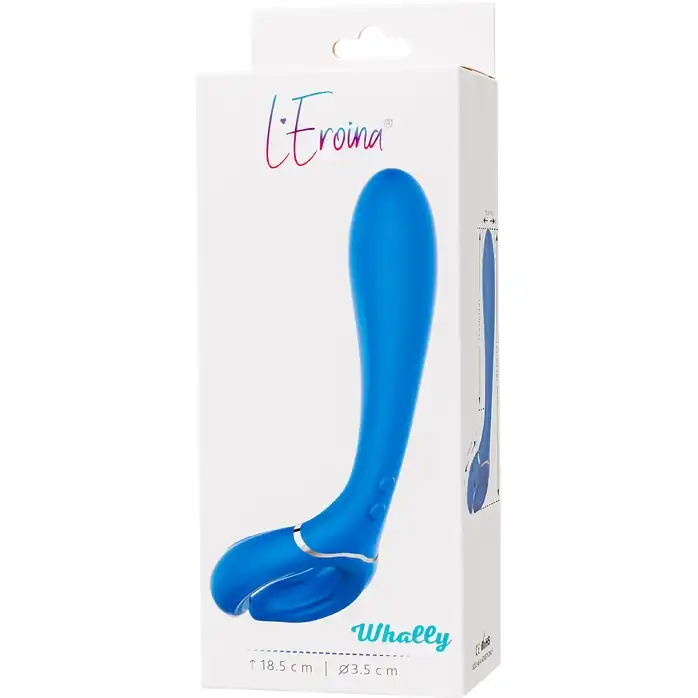 Голубой многофункциональный вибратор Whally - 18,5 см - L EROINA. Фотография 8.