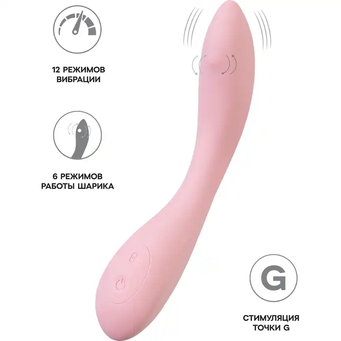 Розовый G-вибратор со стимулирующим шариком Mitzi - 21 см. Фотография 5.