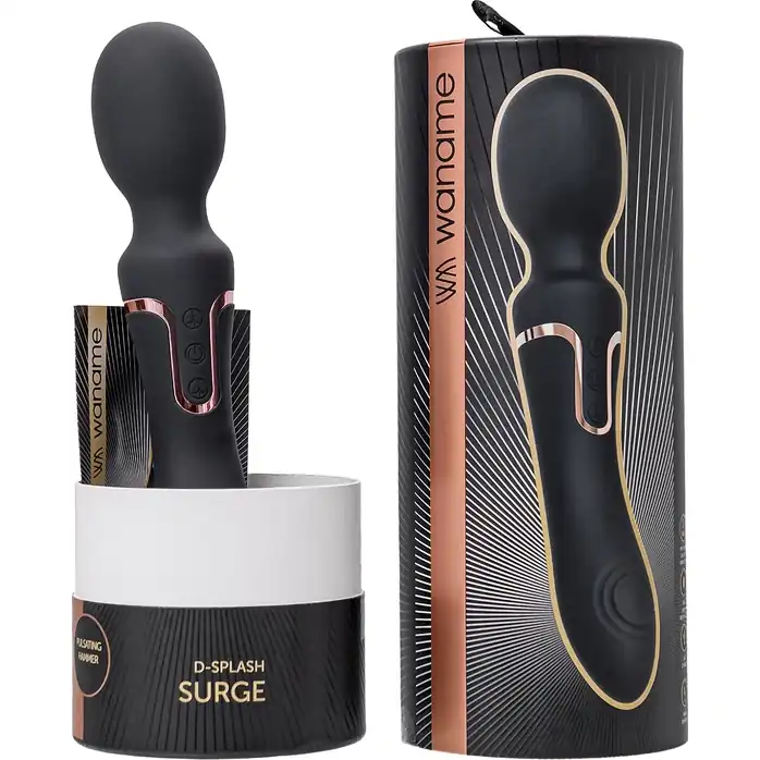 Черный двусторонний интимный массажер Surge - 22,5 см - WANAME D-SPLASH. Фотография 10.