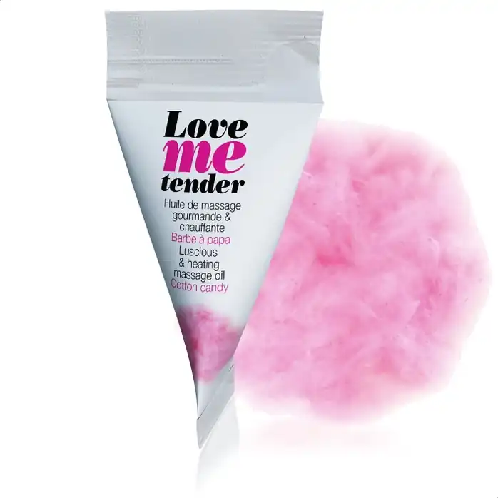 Съедобное согревающее массажное масло Love Me Tender Cotton Candy с ароматом сладкой ваты - 10 мл