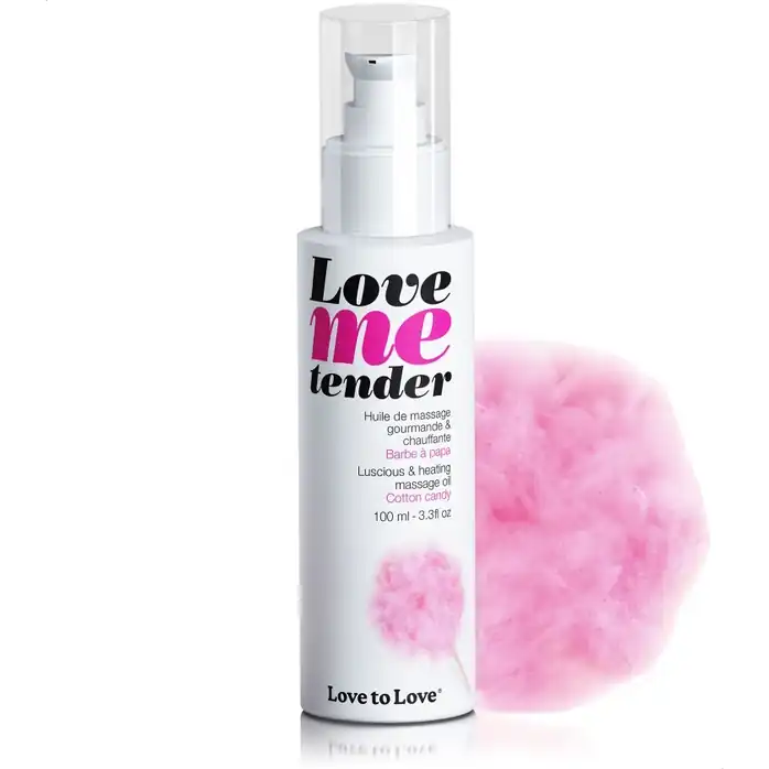 Съедобное согревающее массажное масло Love Me Tender Cotton Candy с ароматом сладкой ваты - 100 мл