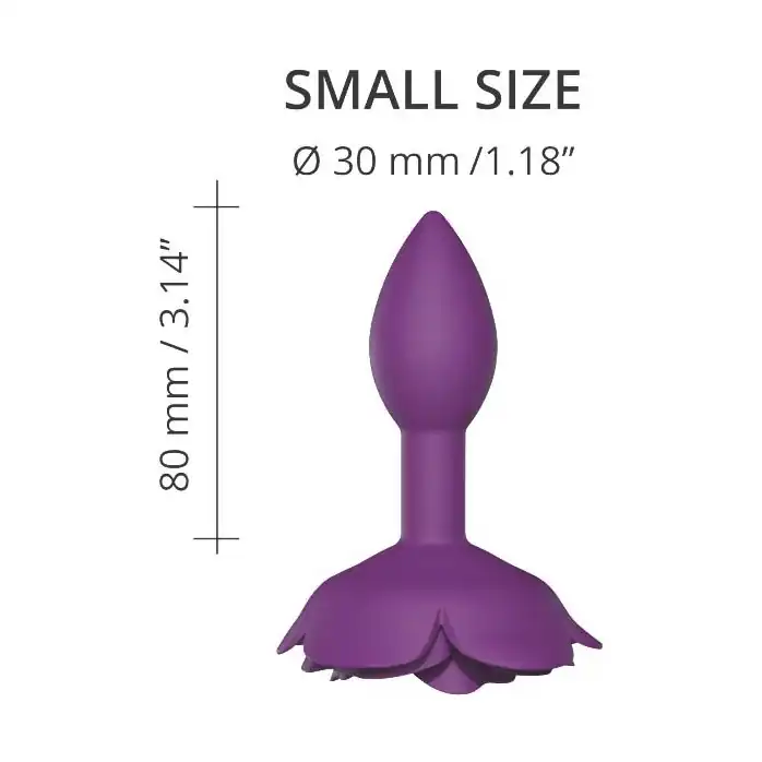 Фиолетовая анальная пробка с ограничителем-розой Open Rose Size S Butt Plug. Фотография 2.