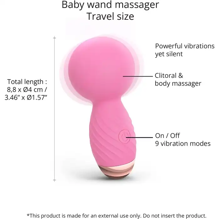 Розовый мини-wand вибратор Itsy Bitsy Mini Wand Vibrator. Фотография 2.