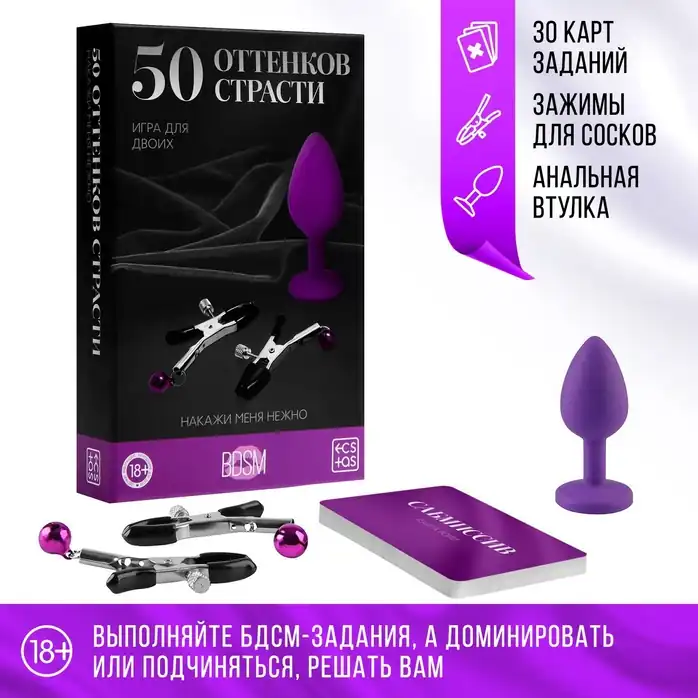 Эротический набор для двоих «50 оттенков страсти. Накажи меня нежно» - ECSTAS. Фотография 2.