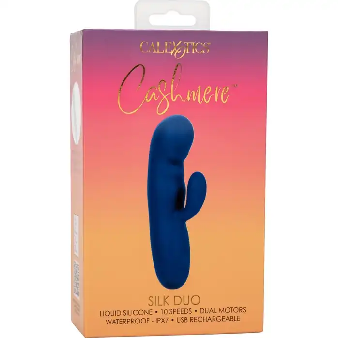 Синий вибромассажер-кролик Cashmere Silk Duo - 16,5 см - Cashmere. Фотография 4.