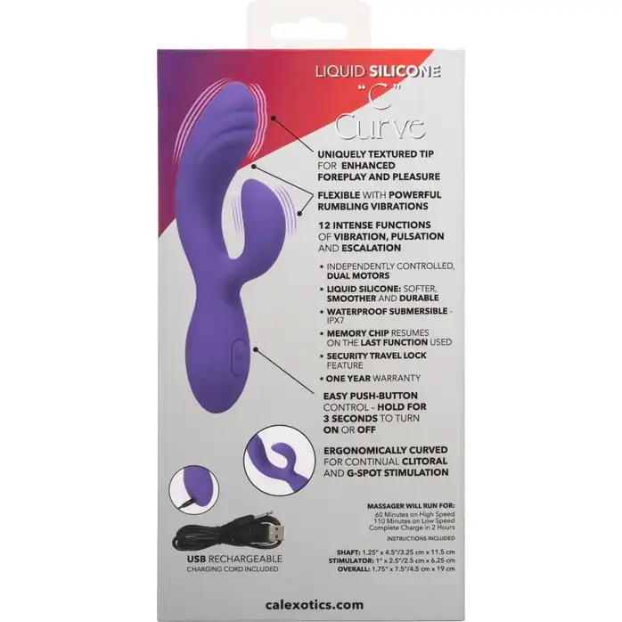 Фиолетовый вибромассажер-кролик Stella Liquid Silicone “C” Curve - 19 см - Stella. Фотография 5.
