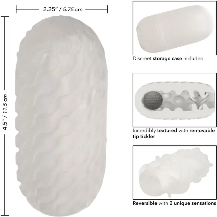 Двусторонний мастурбатор с серым стимулирующим шариком Reversible Squishy Ball Stroker - Boundless. Фотография 3.