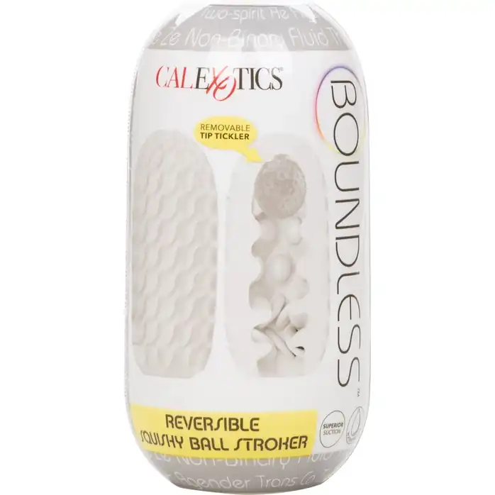 Двусторонний мастурбатор с серым стимулирующим шариком Reversible Squishy Ball Stroker - Boundless. Фотография 4.
