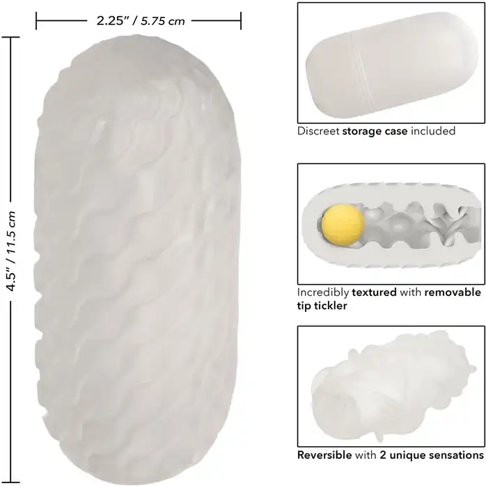 Двусторонний мастурбатор с желтым стимулирующим шариком Reversible Squishy Ball Stroker - Boundless. Фотография 3.