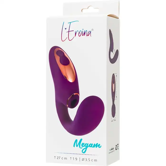 Фиолетовый вибромассажер с клиторальной стимуляцией Megam - L EROINA. Фотография 2.