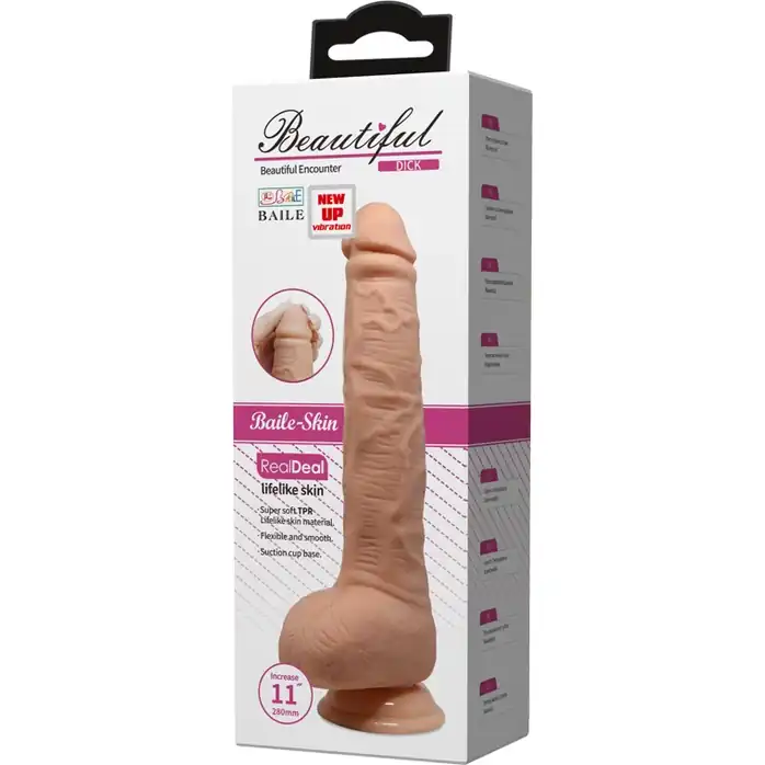 Телесный вибратор-гигант с выносным пультом Dick - 28 см. Фотография 2.