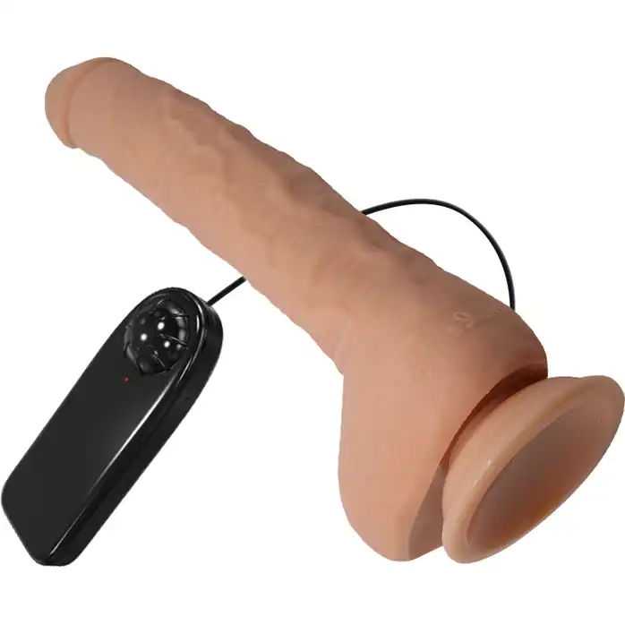Телесный вибратор-гигант с выносным пультом Dick - 28 см. Фотография 5.