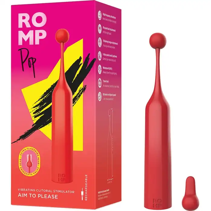 Красный клиторальный стимулятор Romp Pop. Фотография 2.