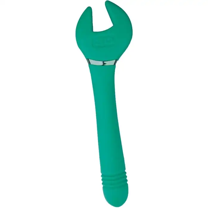 Зеленый двусторонний вибратор Key Control Massager Wand в форме гаечного ключа