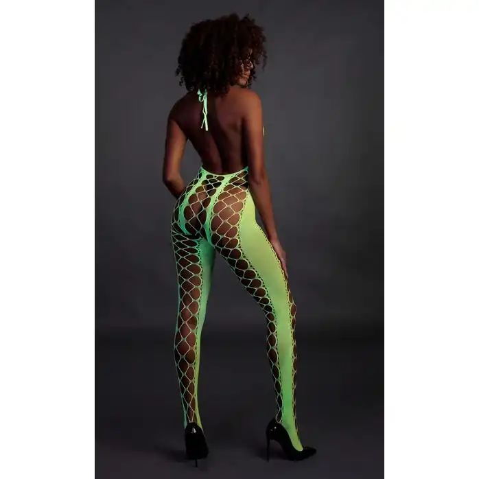 Зеленый кэтсьюит Bodystocking with Halterneck - Ouch!. Фотография 2.