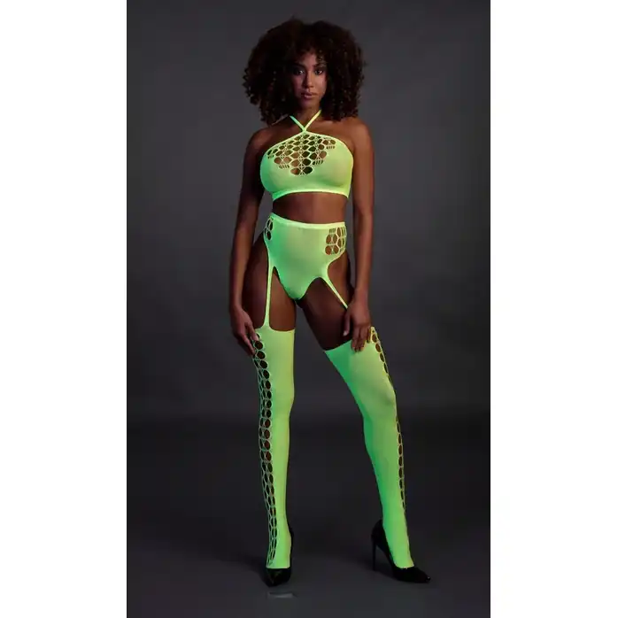 Роскошный комплект белья Two Piece with Crop Top and Stockings - Ouch!