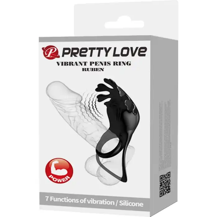 Черное эрекционное кольцо с вибрацией Ruben - Pretty Love. Фотография 7.