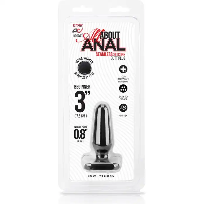 Черный анальный плаг из силикона Seamless Silicone Butt Plug - 7,5 см. Фотография 3.