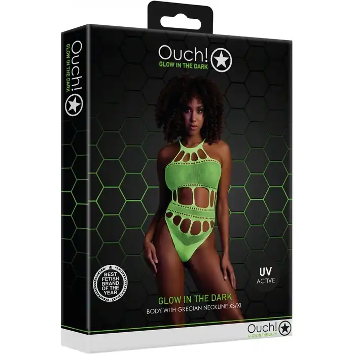 Стильное зеленое боди Body with Grecian Neckline - Ouch!. Фотография 3.
