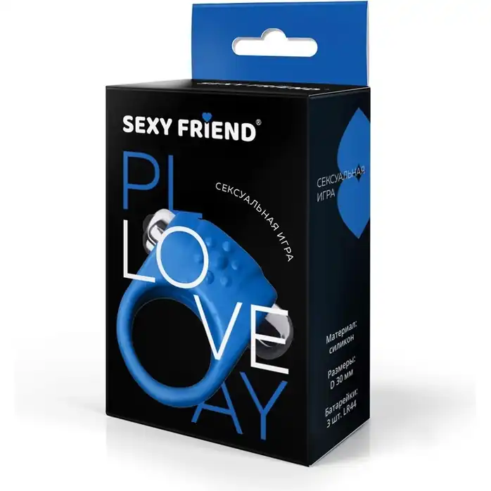 Синее эрекционное кольцо с виброэлементом - SEXY FRIEND СЕКСУАЛЬНАЯ ИГРА. Фотография 4.