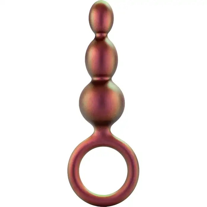 Массажер для анальной стимуляции цвета бронзы Matrix Beaded Loop Plug - 13,3 см - Anal Adventures