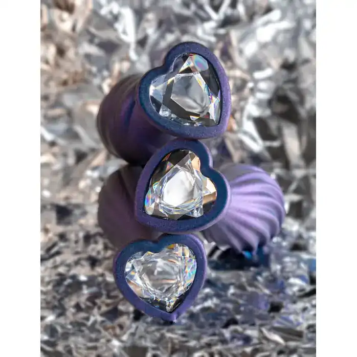 Фиолетовая анальная пробка с кристаллом-сердцем Matrix Wavy Bling Plug - 11,4 см - Anal Adventures. Фотография 4.