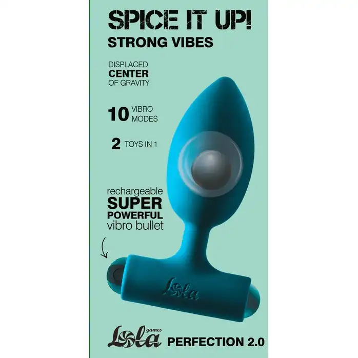 Бирюзовая анальная пробка с перезаряжаемой вибропулей Perfection 2.0 - 11,1 см - Spice It Up. Фотография 4.