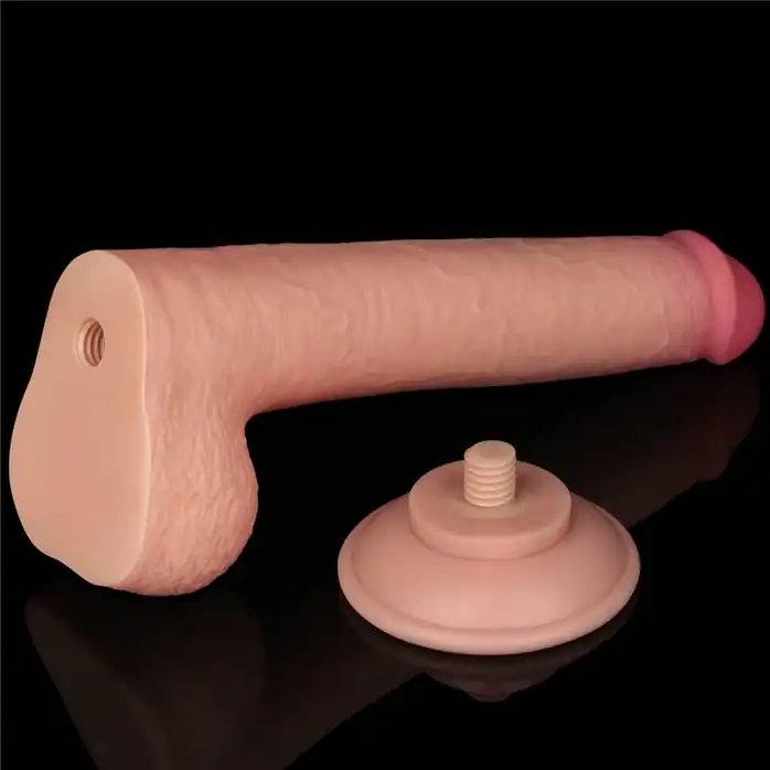 Телесный фаллоимитатор 9 Sliding Skin Dual Layer Dong - 22 см. Фотография 12.