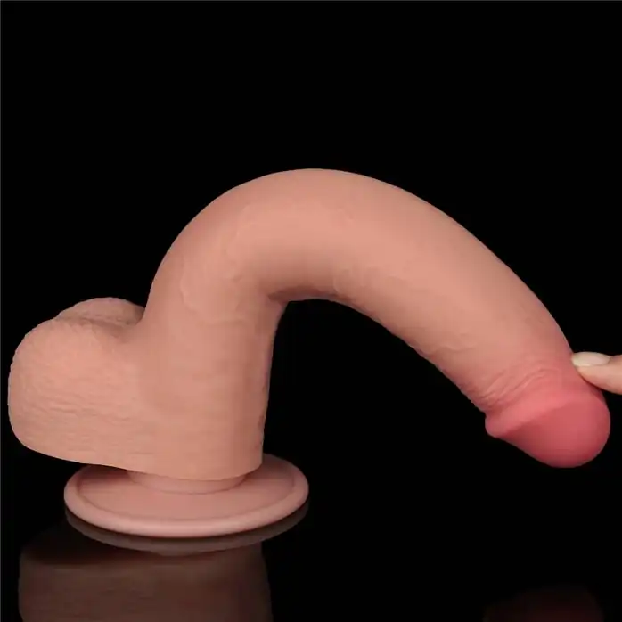 Телесный фаллоимитатор 9 Sliding Skin Dual Layer Dong - 22 см. Фотография 9.