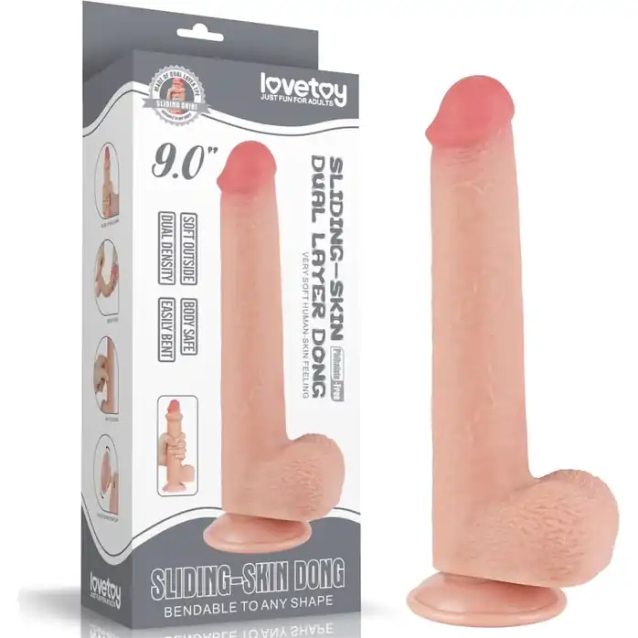 Телесный фаллоимитатор 9 Sliding Skin Dual Layer Dong - 22 см
