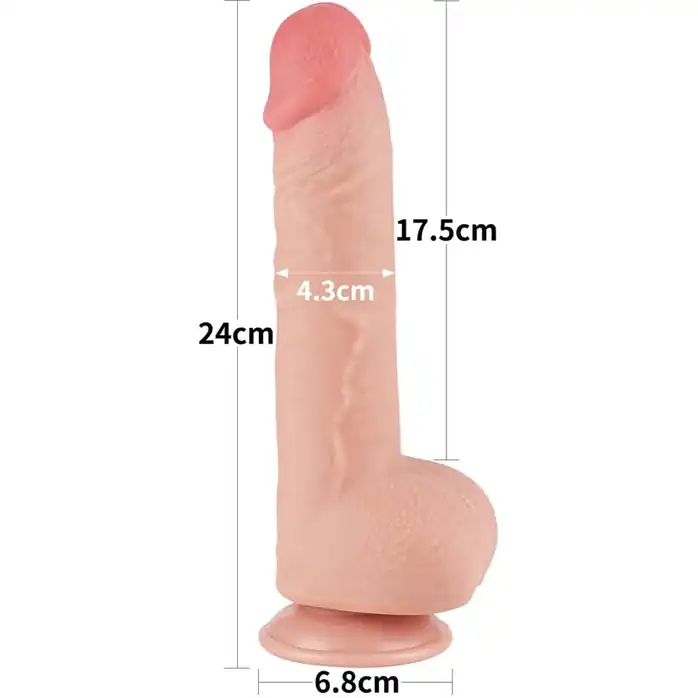 Телесный фаллоимитатор 9.5 Sliding Skin Dual Layer Dong - 24 см. Фотография 2.