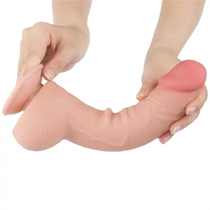 Телесный фаллоимитатор 9.5 Sliding Skin Dual Layer Dong - 24 см. Фотография 4.