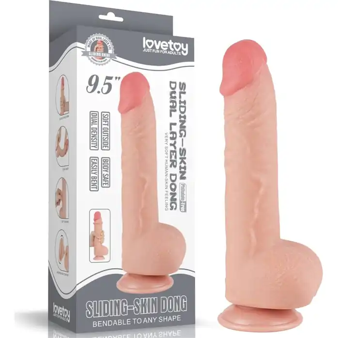 Телесный фаллоимитатор 9.5 Sliding Skin Dual Layer Dong - 24 см
