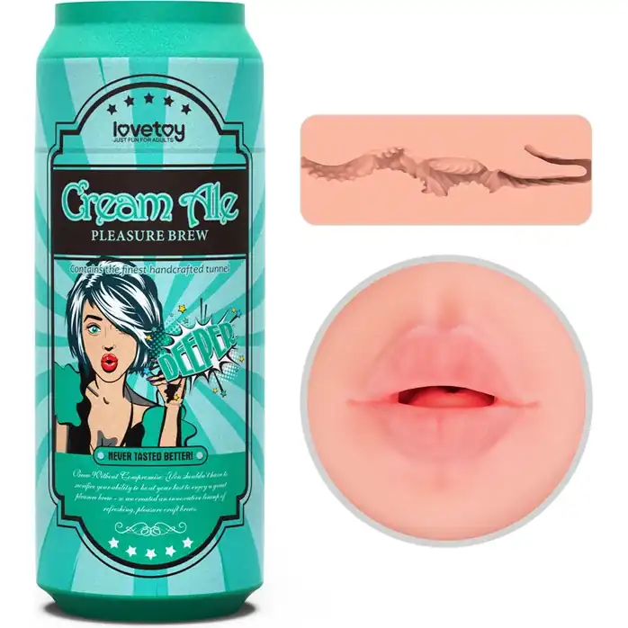 Телесный мастурбатор-ротик Pleasure Brew Masturbator-Cream Ale в банке