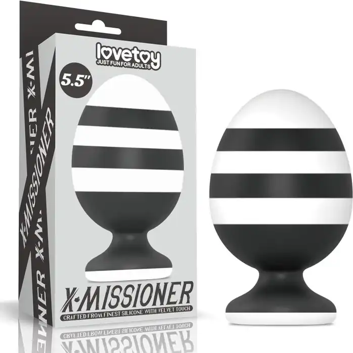Черно-белая анальная втулка 5.5 X-Missioner Butt Plug - 14 см