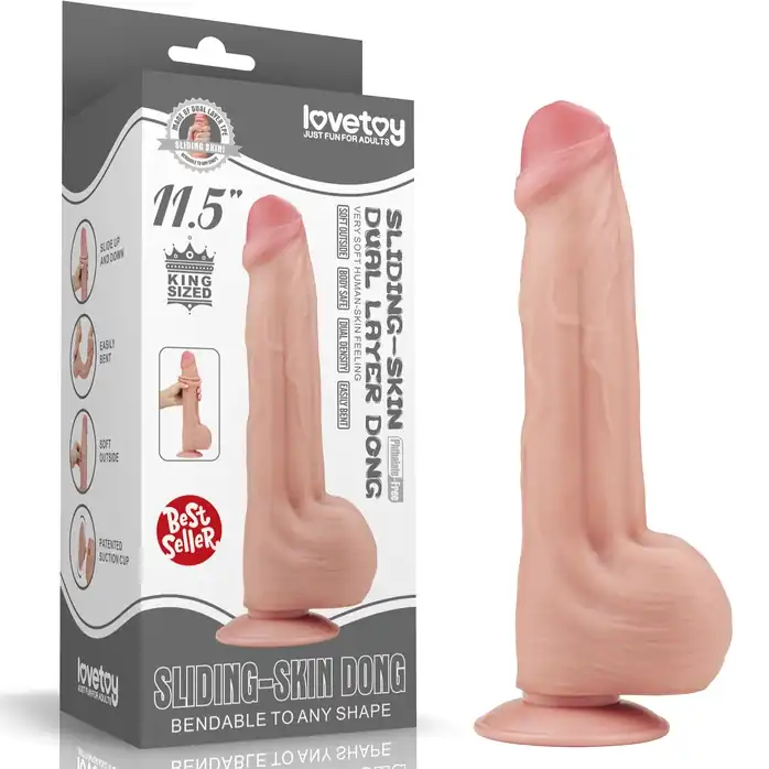 Телесный фаллоимитатор 11.5 King Sized Sliding Skin Dual Layer Dong - 29 см
