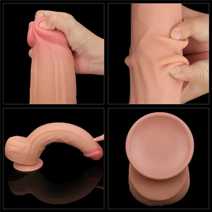 Телесный фаллоимитатор 12 King Sized Sliding Skin Dual Layer Dong - 31 см. Фотография 5.