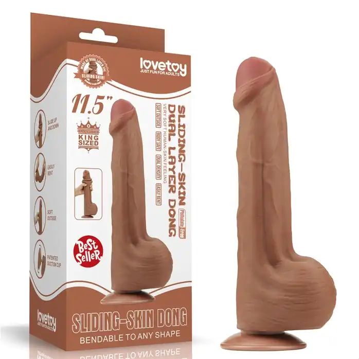 Коричневый фаллоимитатор 11.5 King Sized Sliding Skin Dual Layer Dong - 29 см