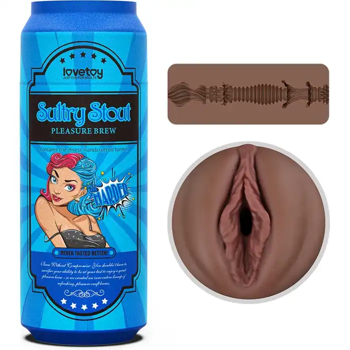 Коричневый мастурбатор-вагина Pleasure Brew Masturbator-Sultry Stout в банке