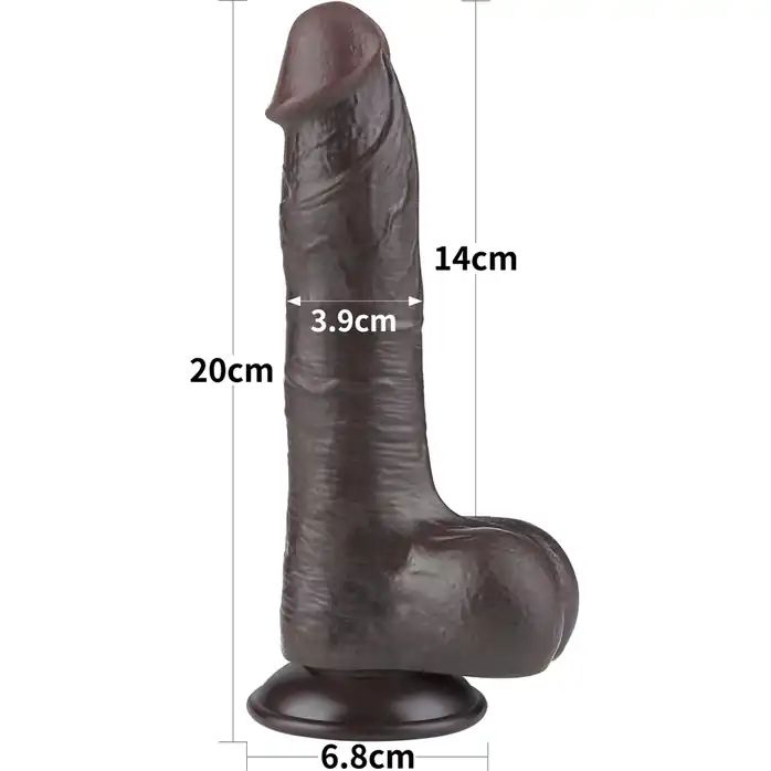 Коричневый фаллоимитатор-реалистик 8 Sliding Skin Dual Layer Dong - 20 см. Фотография 3.