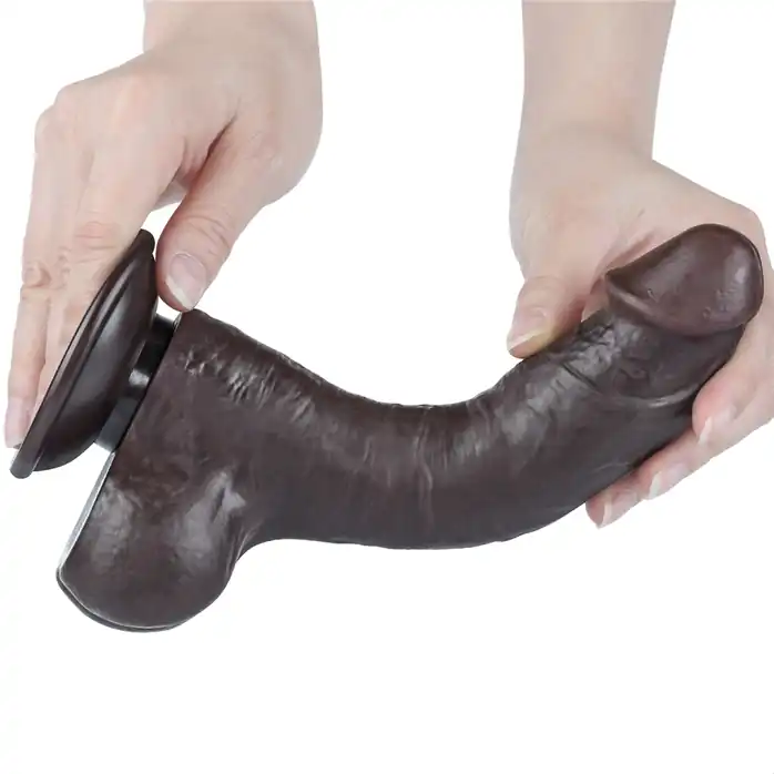 Коричневый фаллоимитатор-реалистик 8 Sliding Skin Dual Layer Dong - 20 см. Фотография 5.