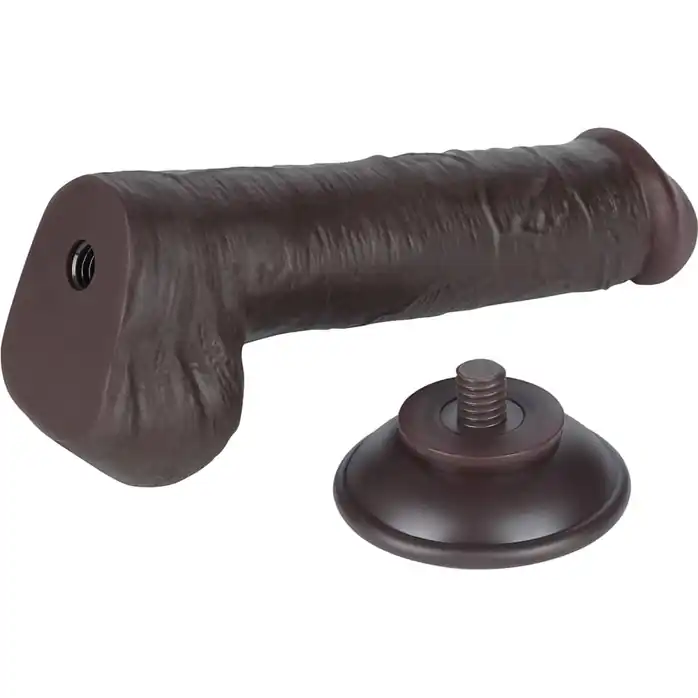 Коричневый фаллоимитатор 8 Sliding Skin Dual Layer Dong на присоске - 20,8 см. Фотография 7.