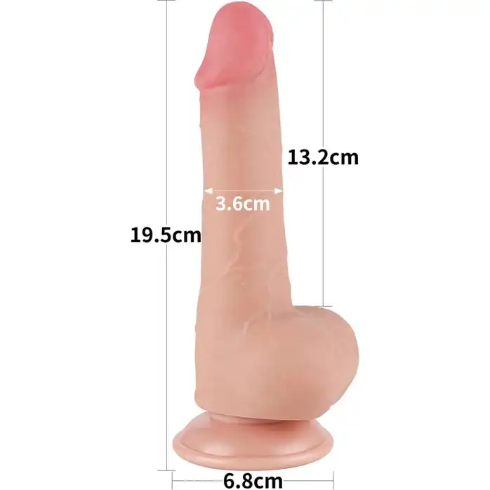 Телесный фаллоимитатор 7.5 Sliding Skin Dual Layer Dong на присоске - 19,5 см. Фотография 2.