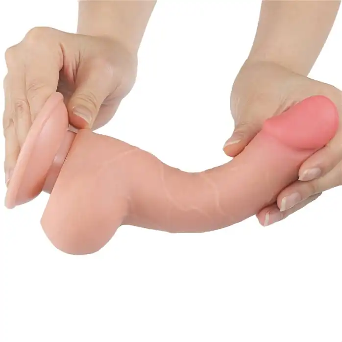 Телесный фаллоимитатор 7.5 Sliding Skin Dual Layer Dong на присоске - 19,5 см. Фотография 4.